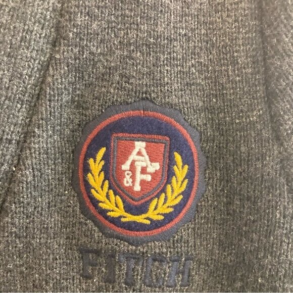 ABERCROMBIE & FITCH Sz XXL  Grandpa Core Dark Academia Emblem Pockets Cardigan - Picture 3 of 14